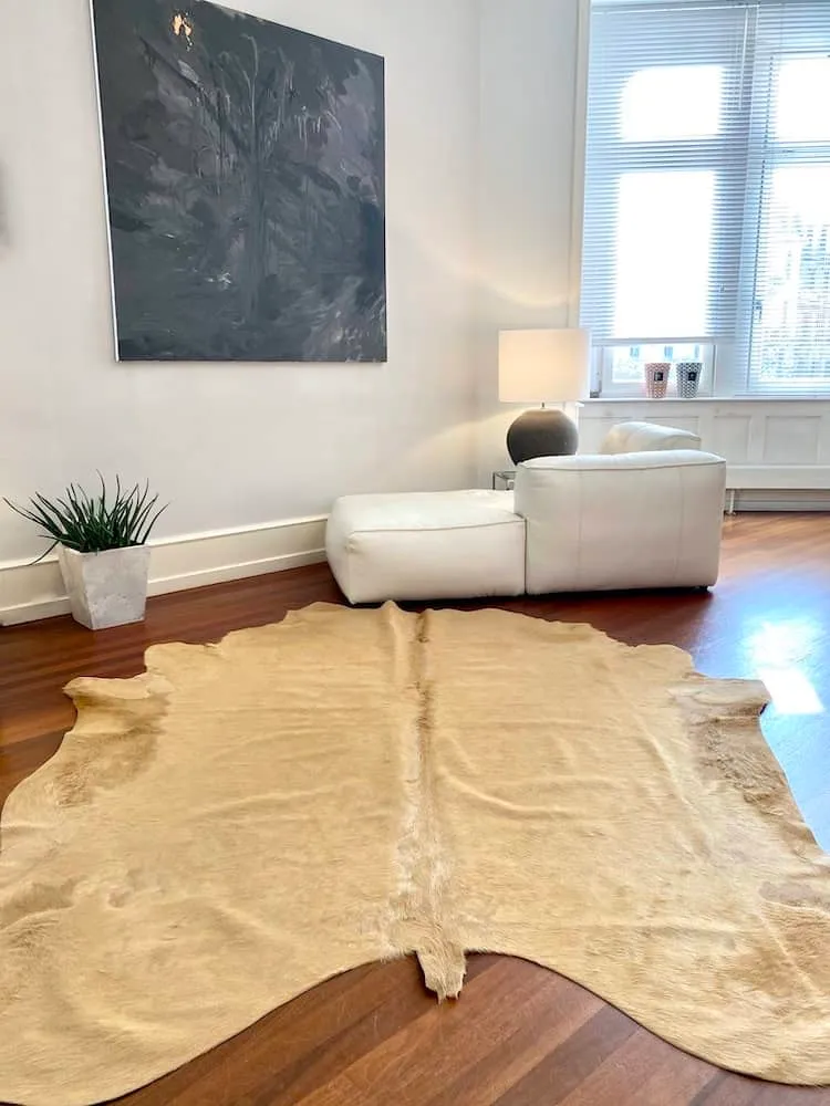 Kuhfell Teppich in Sand Beige