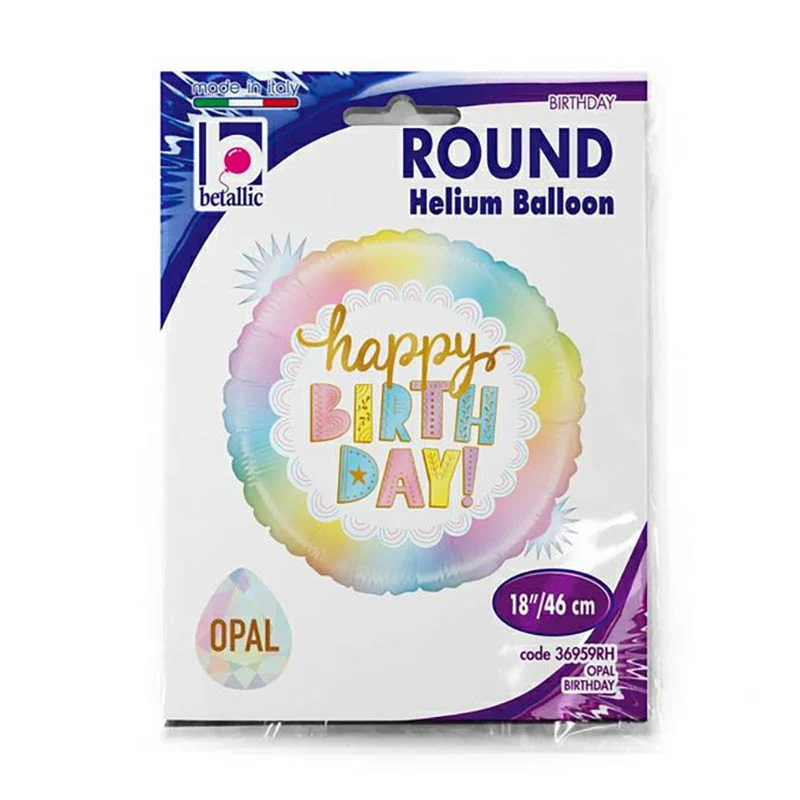 18"/Ø46cm Folienballon "Happy Birthday" Opal