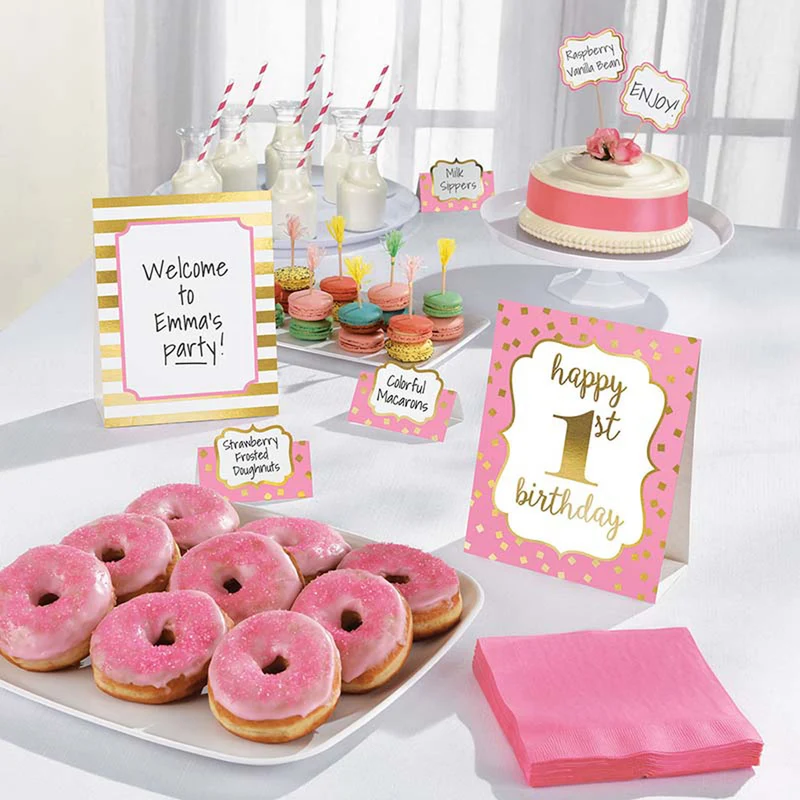 Dekoset Happy Birthday #1 pink/gold 12-teilig