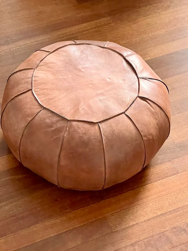 runder Sitzpouf BUFFALO braun Leder