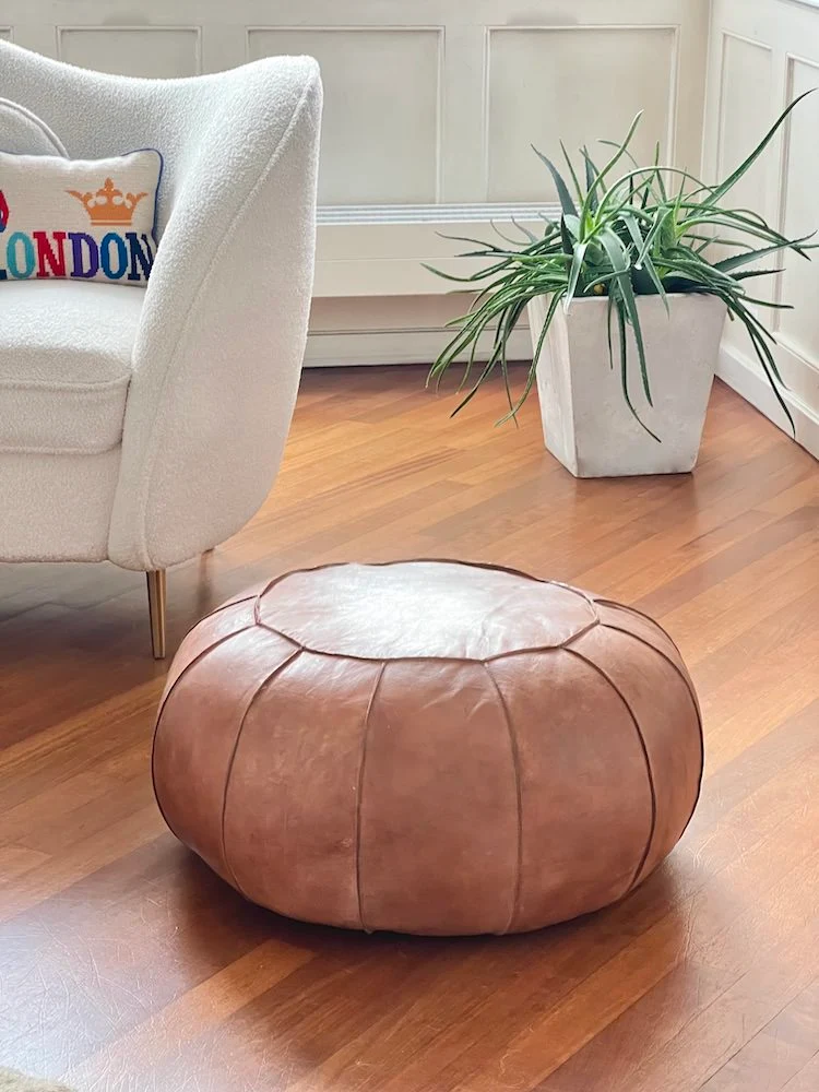 runder Sitzpouf BUFFALO braun Leder