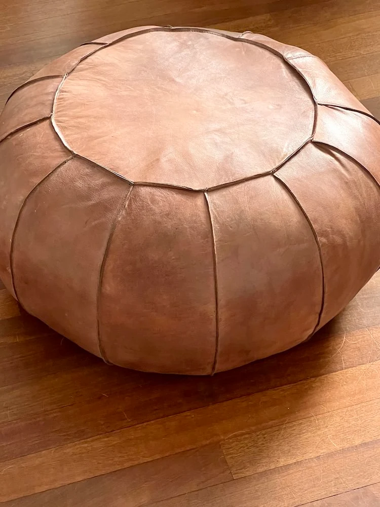 runder Sitzpouf BUFFALO braun Leder
