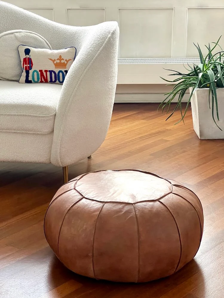 runder Sitzpouf BUFFALO braun Leder