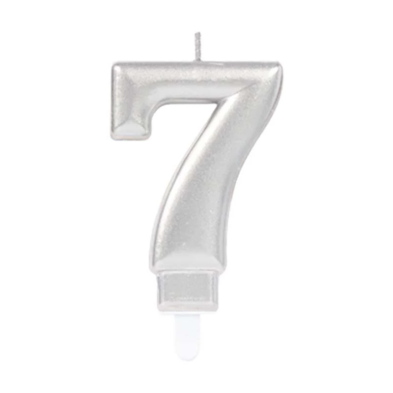 Zahlenkerze Silber #7