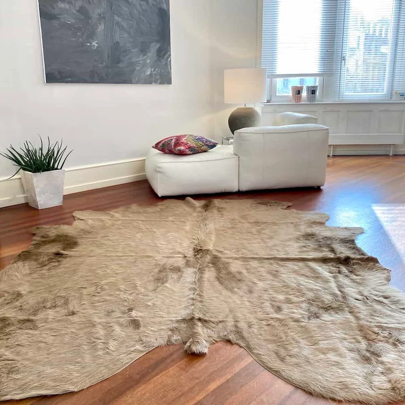 Kuhfell Teppich in Cappuccino Braun