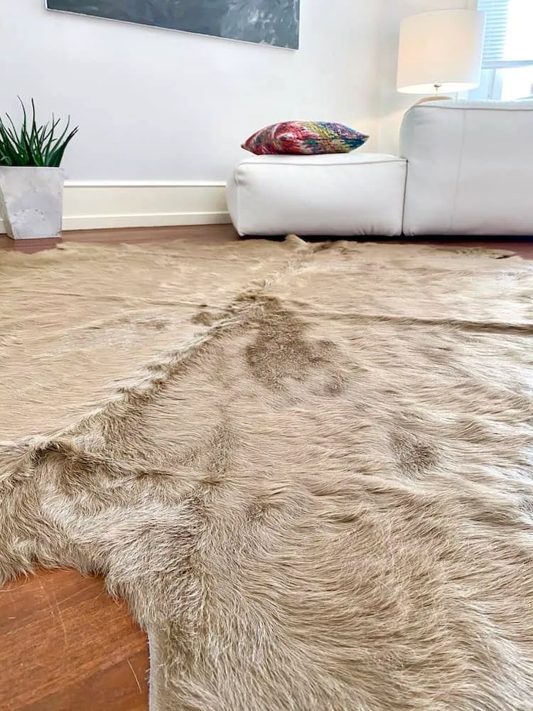 Kuhfell Teppich in Cappuccino Braun