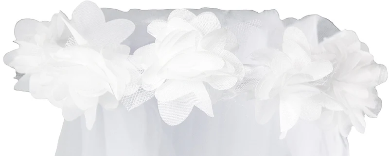 Brautschleier Haarkranz Ariane mit Blüten - Weiß