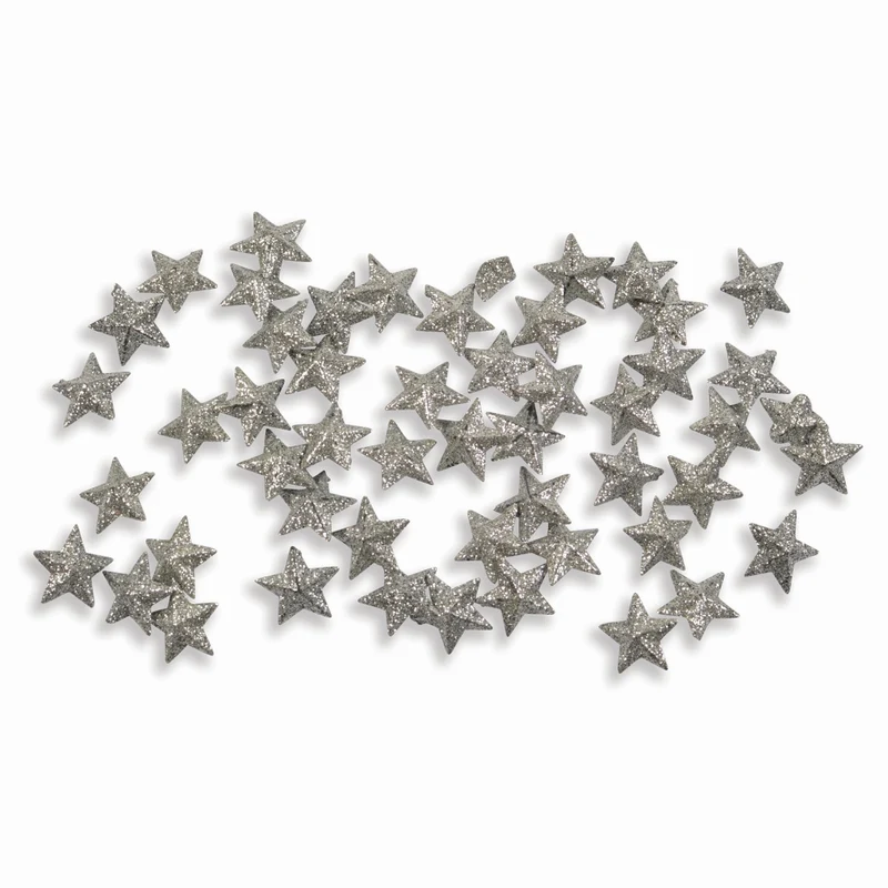 Streudeko Sterne | 1,5 cm | 50 Stück | Silber Kunststoff | 74027
