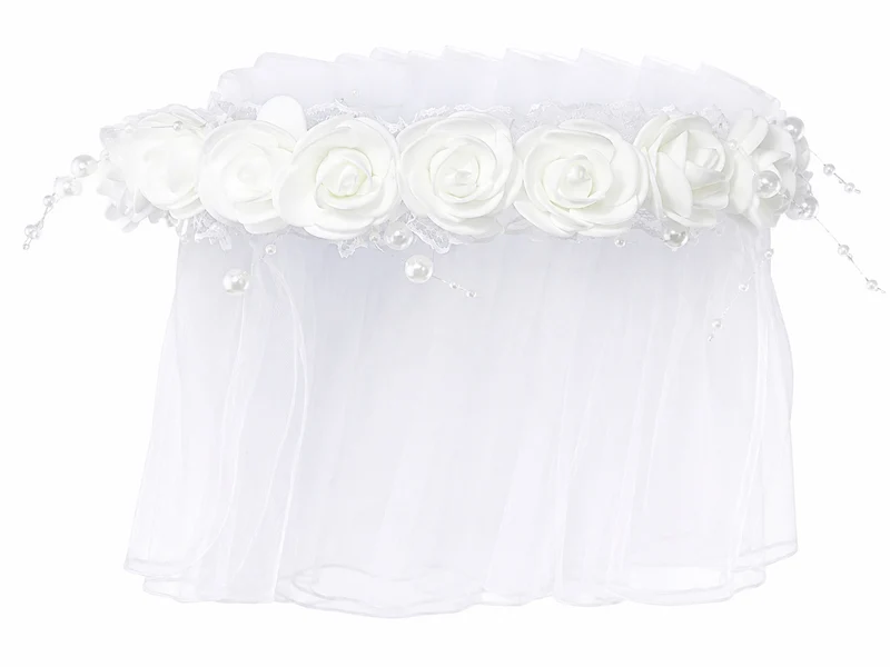 Brautschleier Haarkranz Salva mit Rosen und Perlen - Weiß