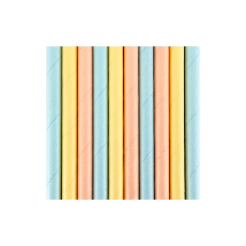 Strohhalm Papier 10Stk./195mm Pastel Bunt
