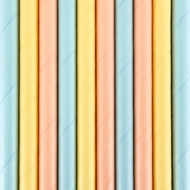 Strohhalm Papier 10Stk./195mm Pastel Bunt