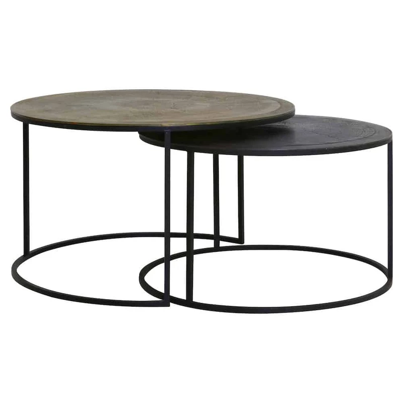 Couchtisch TALCA antik Kupfer + Bronze 2er-Set
