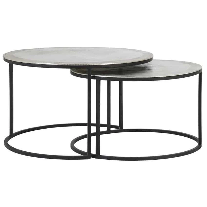 Couchtisch TALCA roh Metall silber 2er-Set