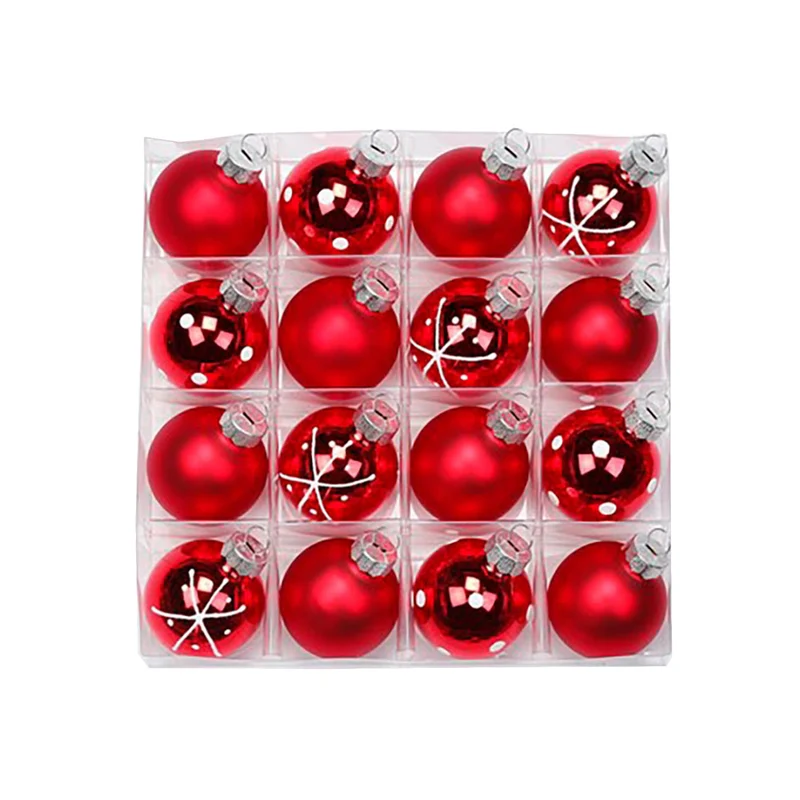 Weihnachtskugeln Merry Red | Ø 4 cm | 16 Stück | Glas | Rot | Mini