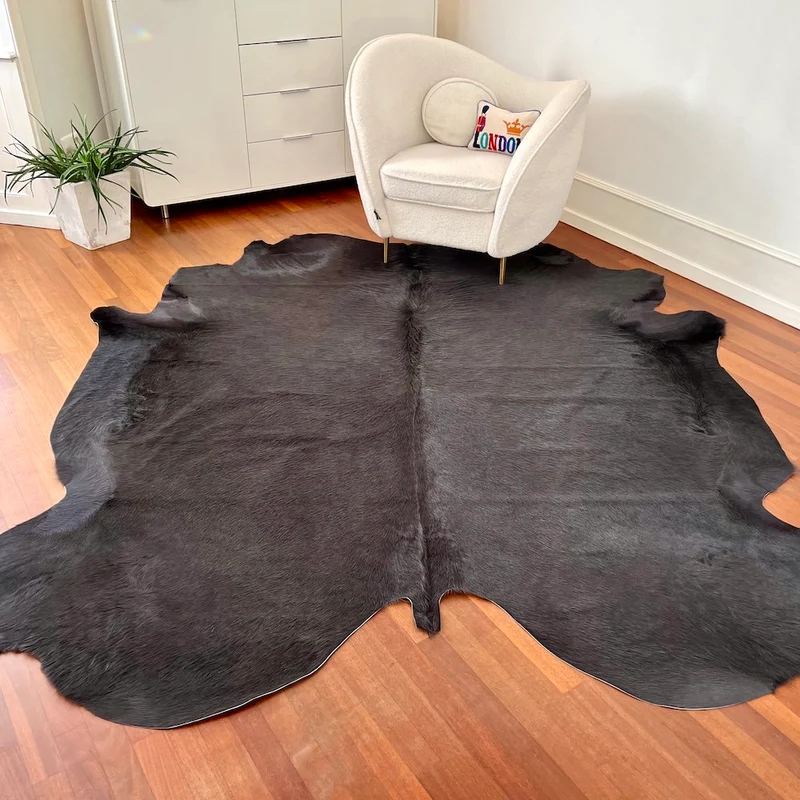 Kuhfell Teppich in Asphaltgrau