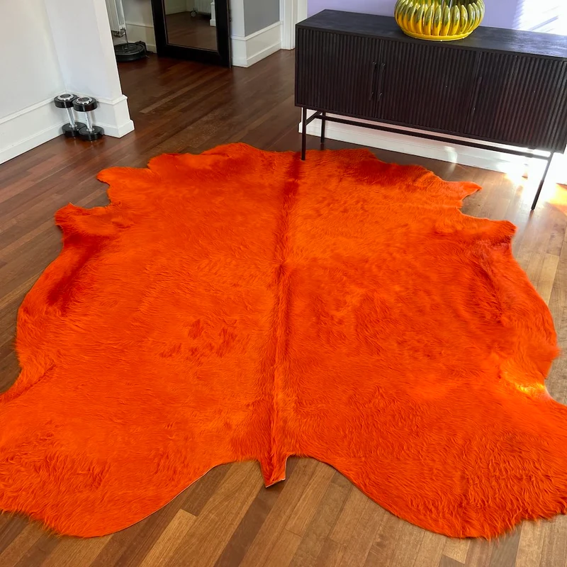 Kuhfell Teppich in Orange