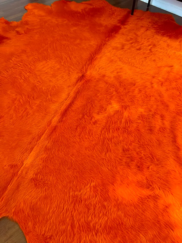 Kuhfell Teppich in Orange