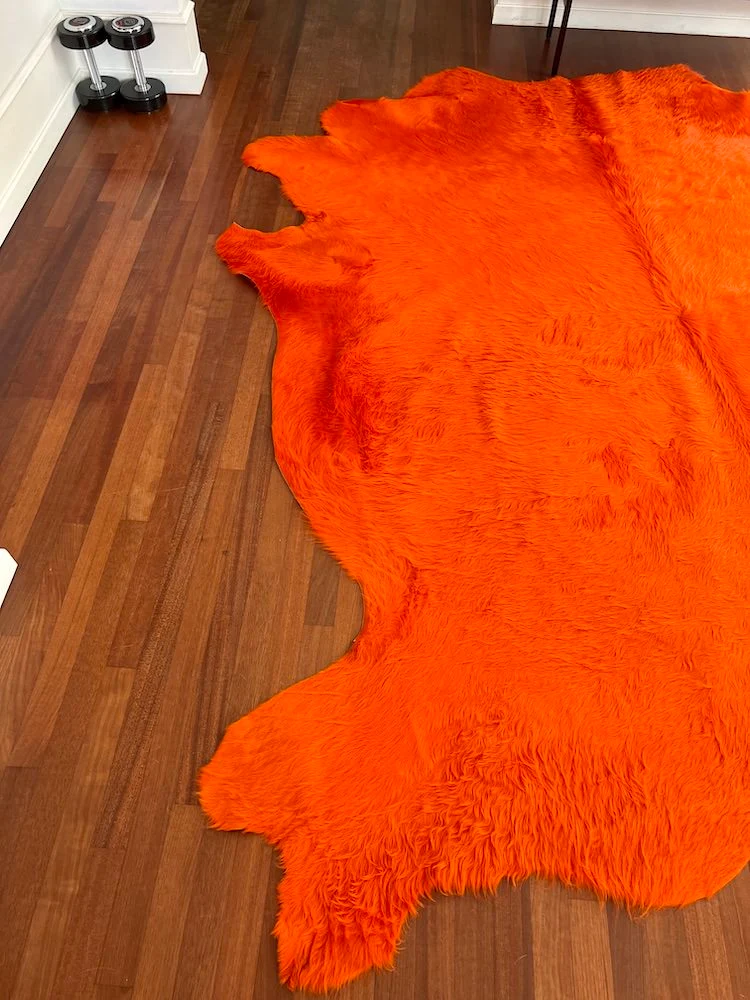 Kuhfell Teppich in Orange