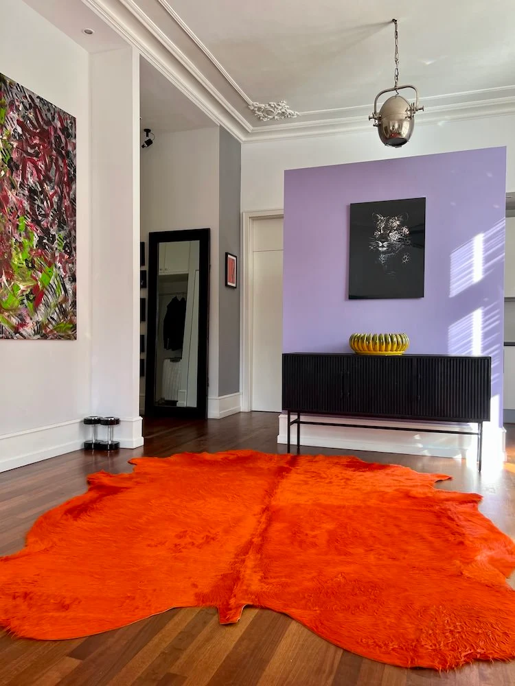 Kuhfell Teppich in Orange