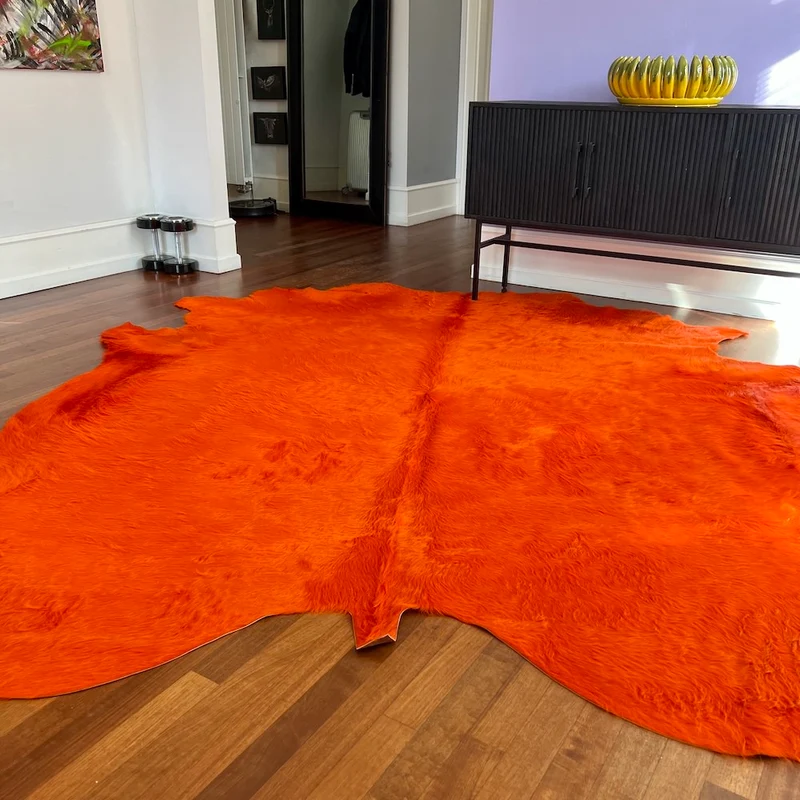 Kuhfell Teppich in Orange