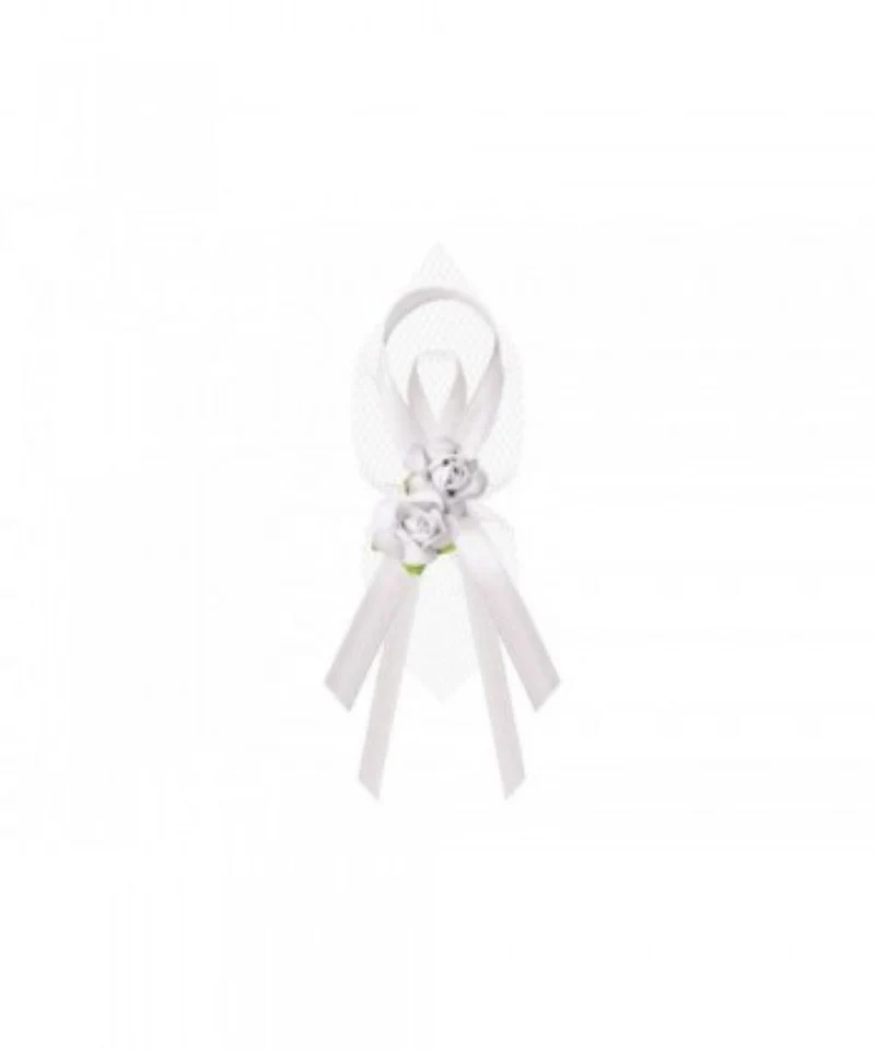 Ordensband Hochzeit mit Rosen 11cm/6St. weiß