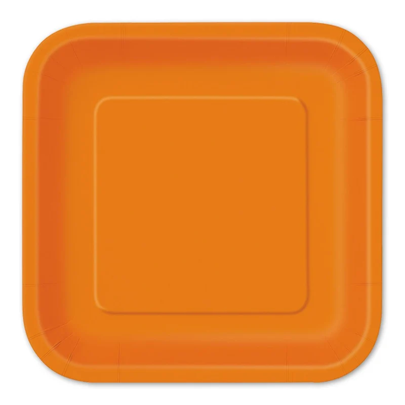 Pappteller Uni Quadratisch 23cm/14Stk. Orange