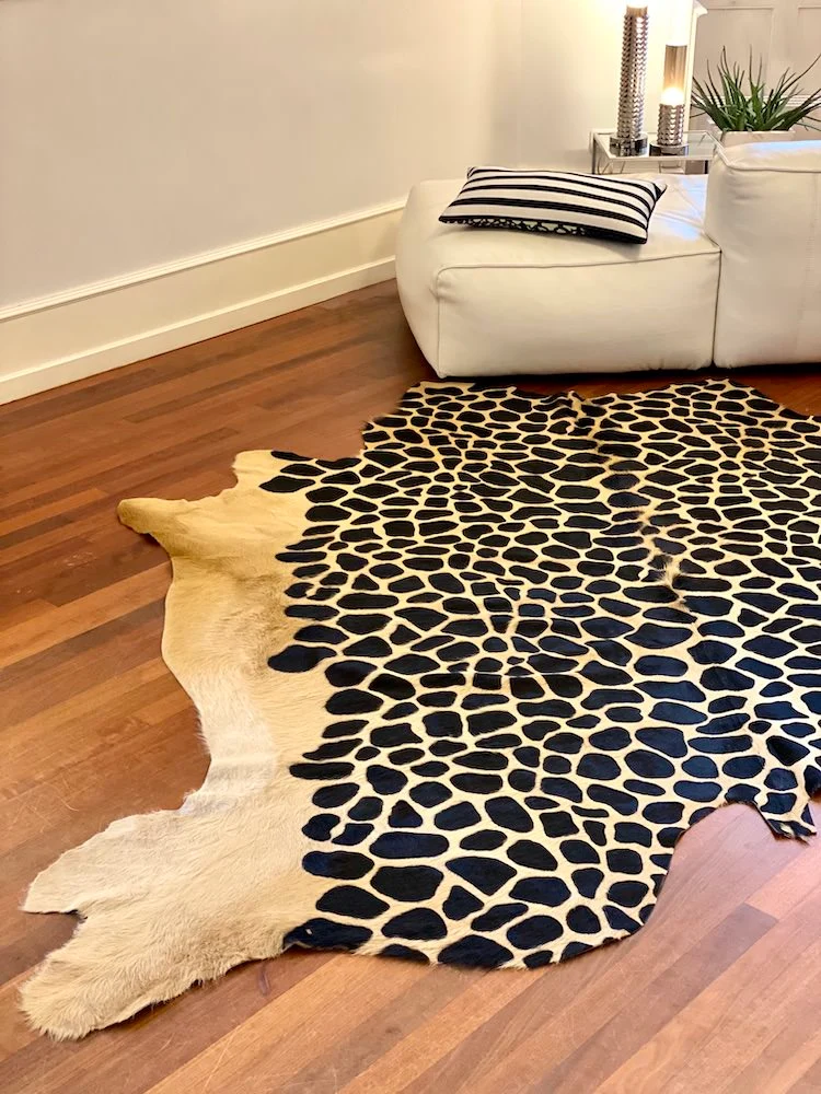Kuhfell Teppich 'GIRAFFE' Champagner