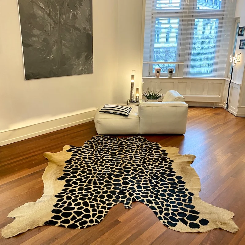 Kuhfell Teppich 'GIRAFFE' Champagner