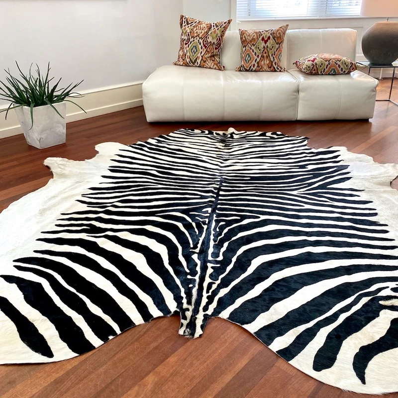 Kuhfell Teppich ZEBRA-Design naturel