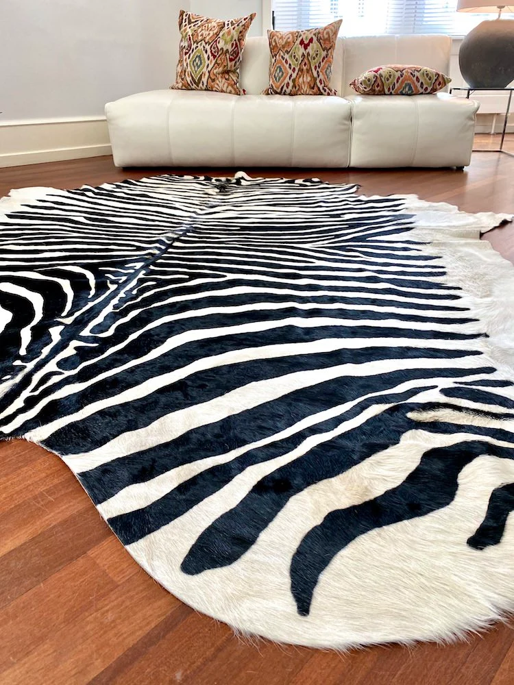 Kuhfell Teppich ZEBRA-Design naturel
