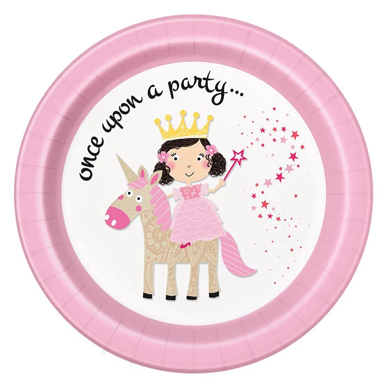 "Prinzessin & Einhorn" Pappteller | Ø23cm/8Stk.