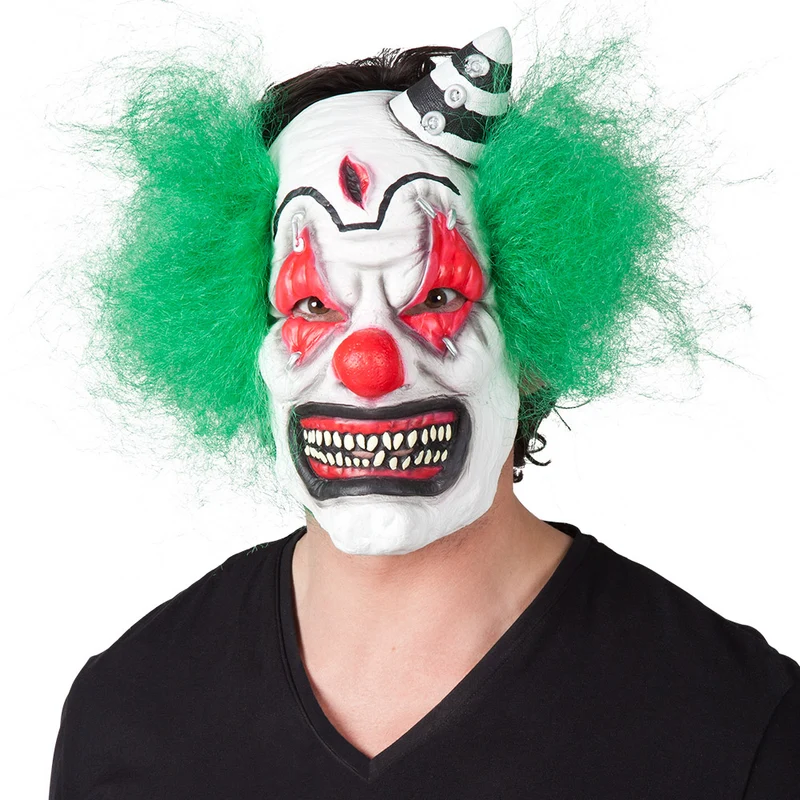 Maske Horror Clown mit grünem Haar