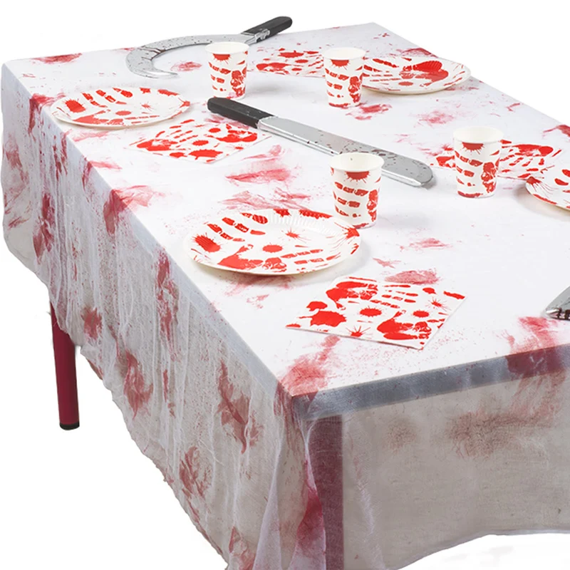 Tischdecke Polyester blutig 150x180cm