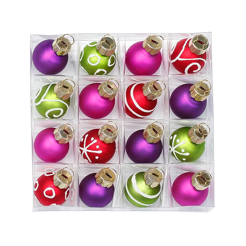 Weihnachtskugeln Happy Xmas | Ø 2 cm | 16 Stück | Glas | Bunte Mini-Kugeln
