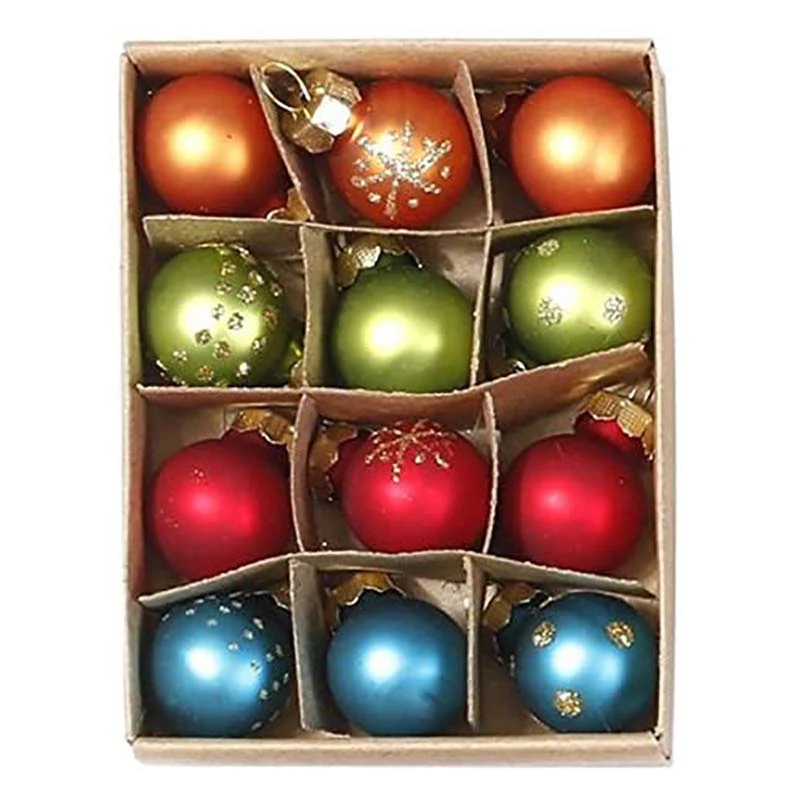 Weihnachtskugeln MilleFiori | Ø 2 cm | 12 Stück | Glas | Buntes Dekor