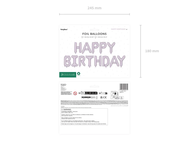 Ballongirlande "HAPPY BIRTHDAY" 340x35cm | Lila