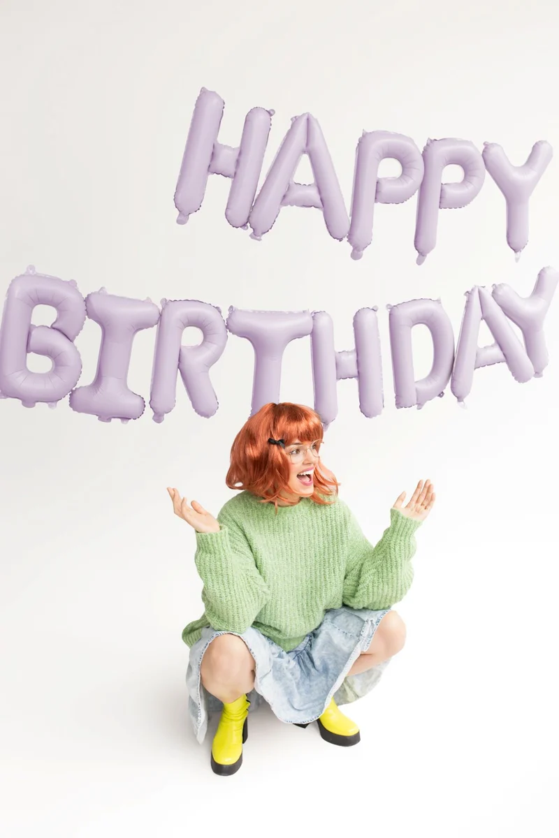 Ballongirlande "HAPPY BIRTHDAY" 340x35cm | Lila