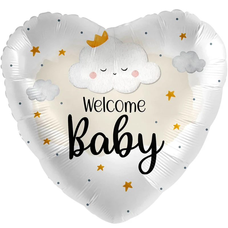 18"/Ø43cm Herz Folienballon "Welcome Baby"