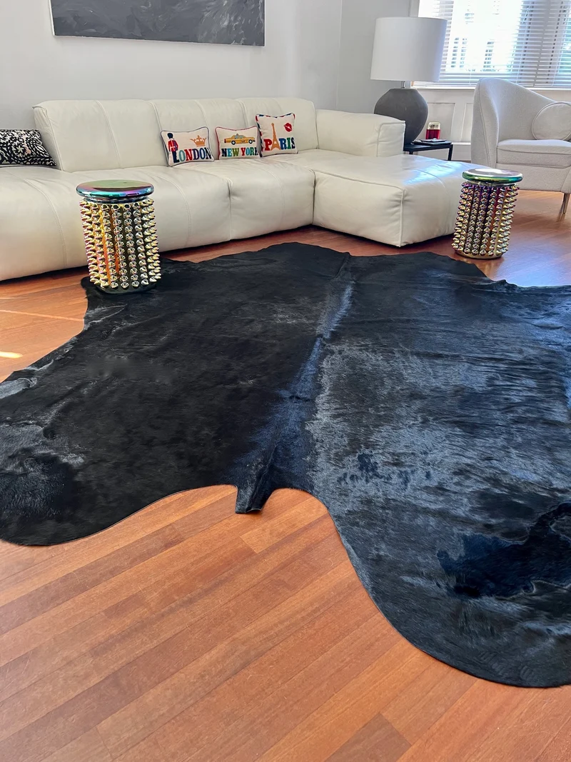 Kuhfell Teppich in Schwarz