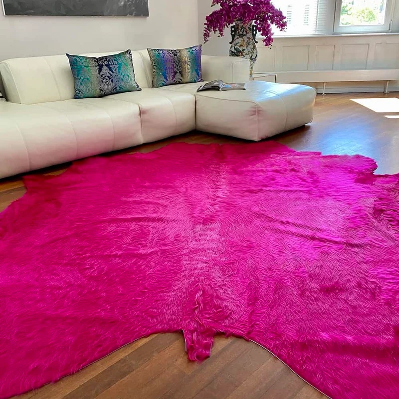 Kuhfell Teppich in Fuchsia-Pink