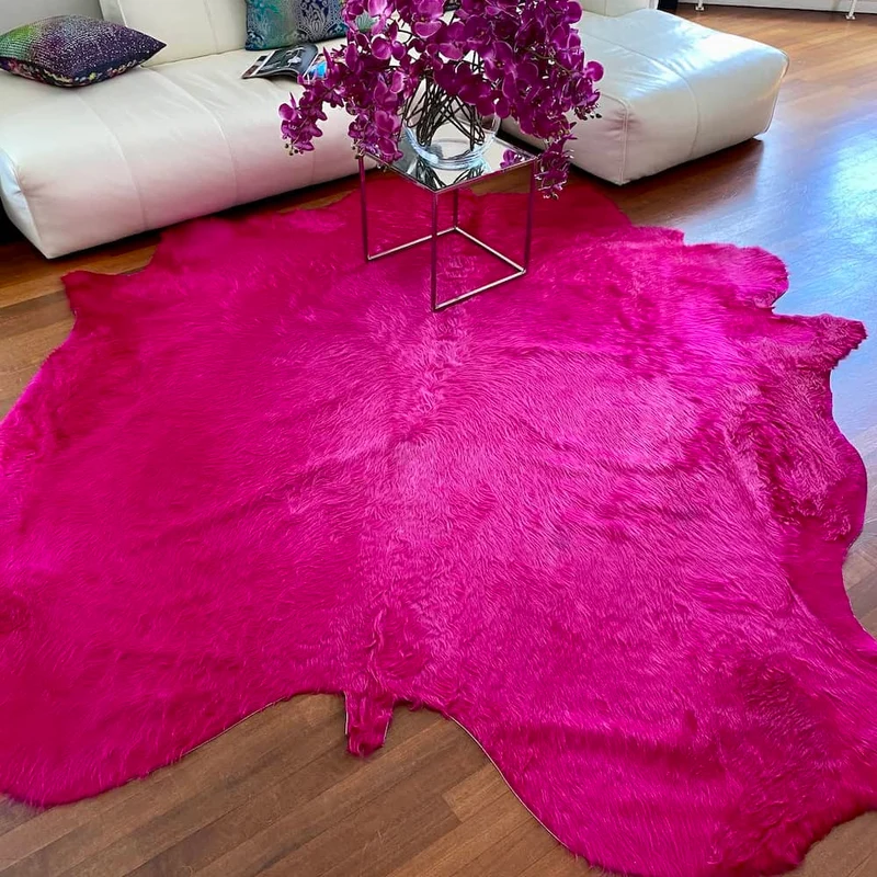 Kuhfell Teppich in Fuchsia-Pink