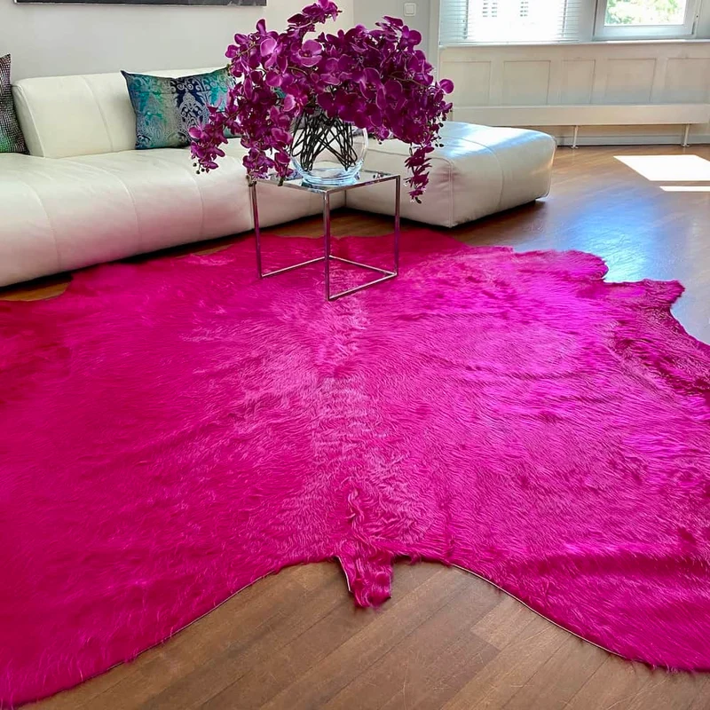 Kuhfell Teppich in Fuchsia-Pink