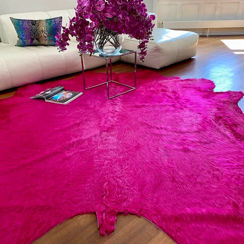 Kuhfell Teppich in Fuchsia-Pink