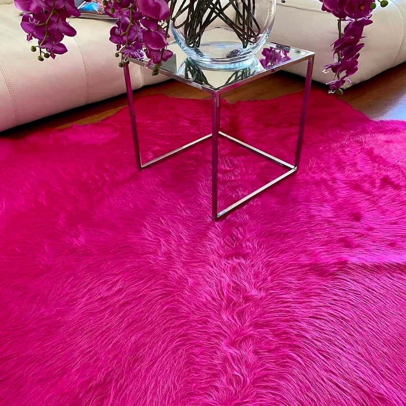 Kuhfell Teppich in Fuchsia-Pink