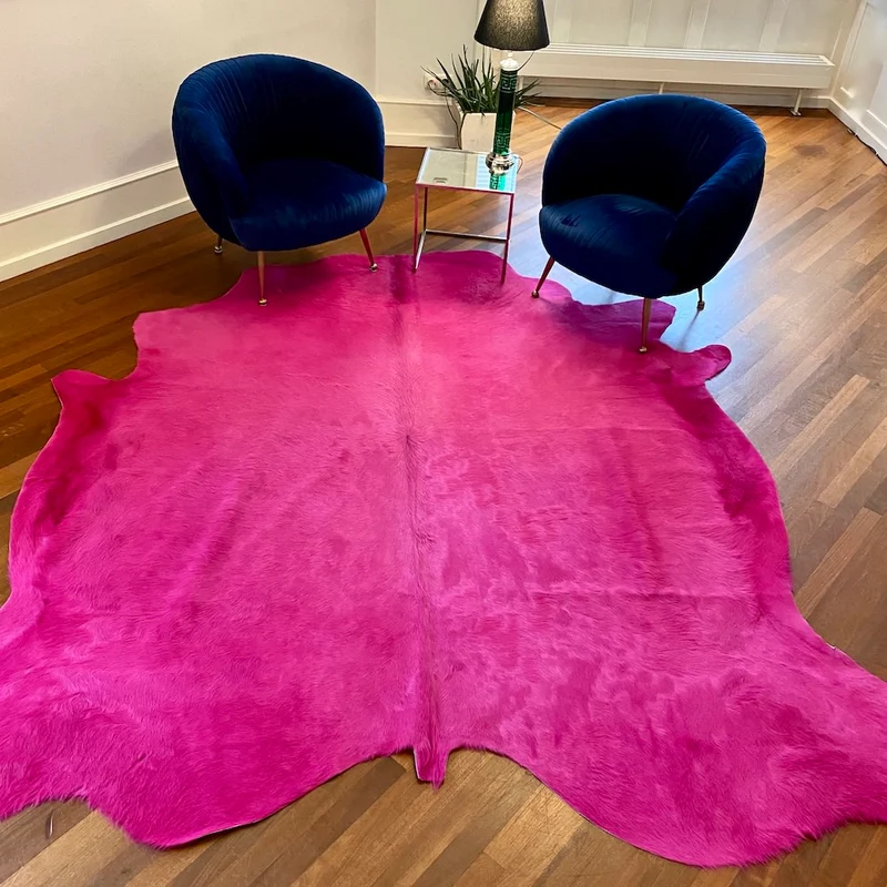 Kuhfell Teppich in Fuchsia-Pink