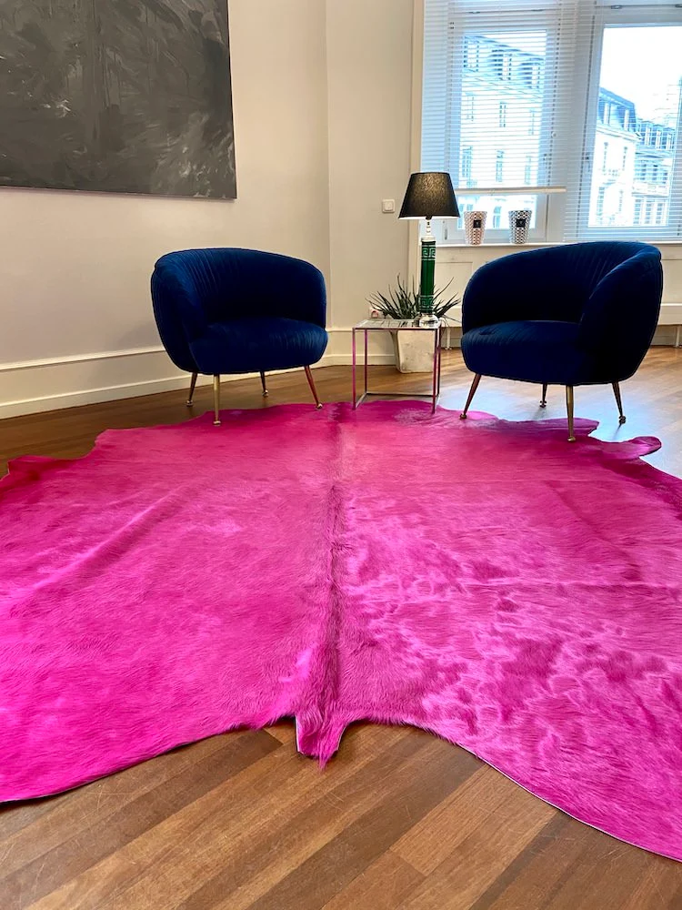 Kuhfell Teppich in Fuchsia-Pink