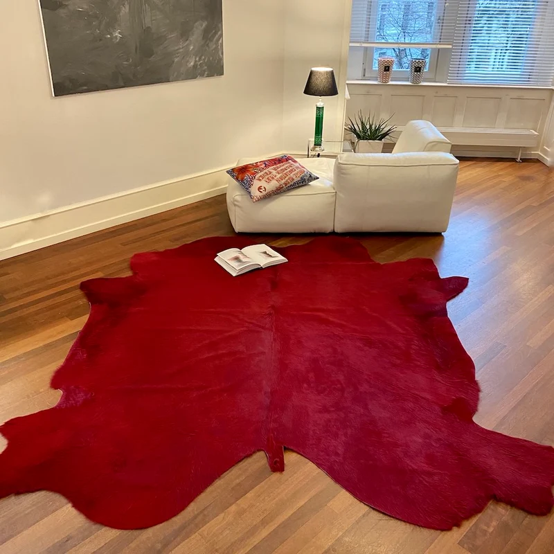 Kuhfell Teppich in Rot