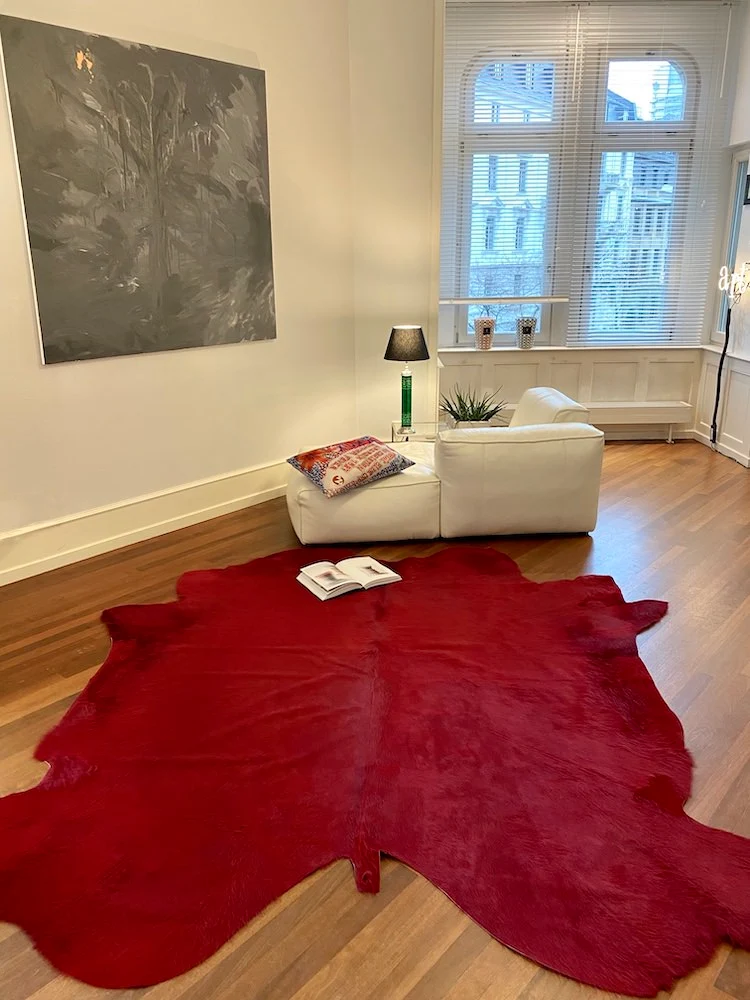 Kuhfell Teppich in Rot