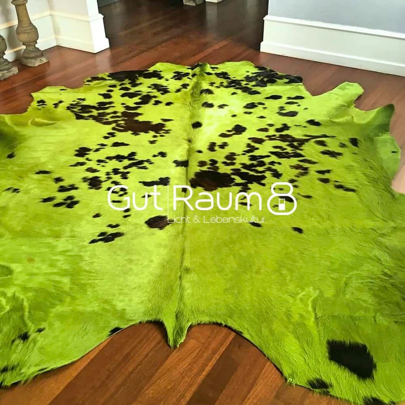 Kuhfell Teppich Tricolor-Apfelgrün
