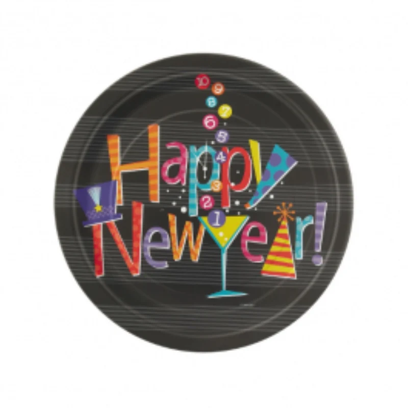Pappteller New Year Countdown 8Stk./18cm